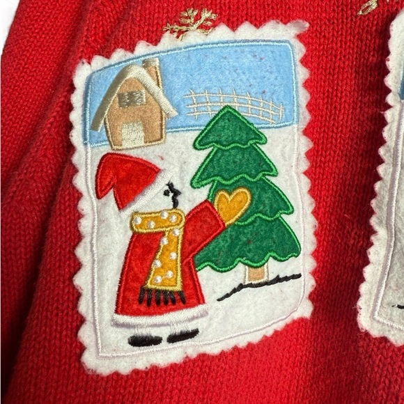 Vintage All Points Reference Point Ugly Christmas Sweater Women XL Red Holiday - Picture 4 of 10